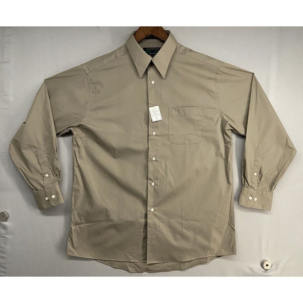 Alexander Julian Colours Button Shirt Mens M 15-15.5 32/33 Tan Dress Long Sleeve